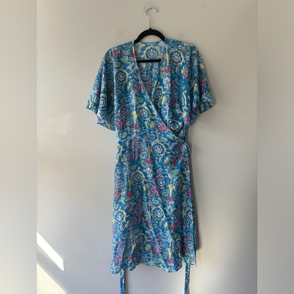 J. McLaughlin Womens Modal Silk Blend Bells Beach Neo Sanibel Wrap‎ Dress Size M - Picture 4 of 9